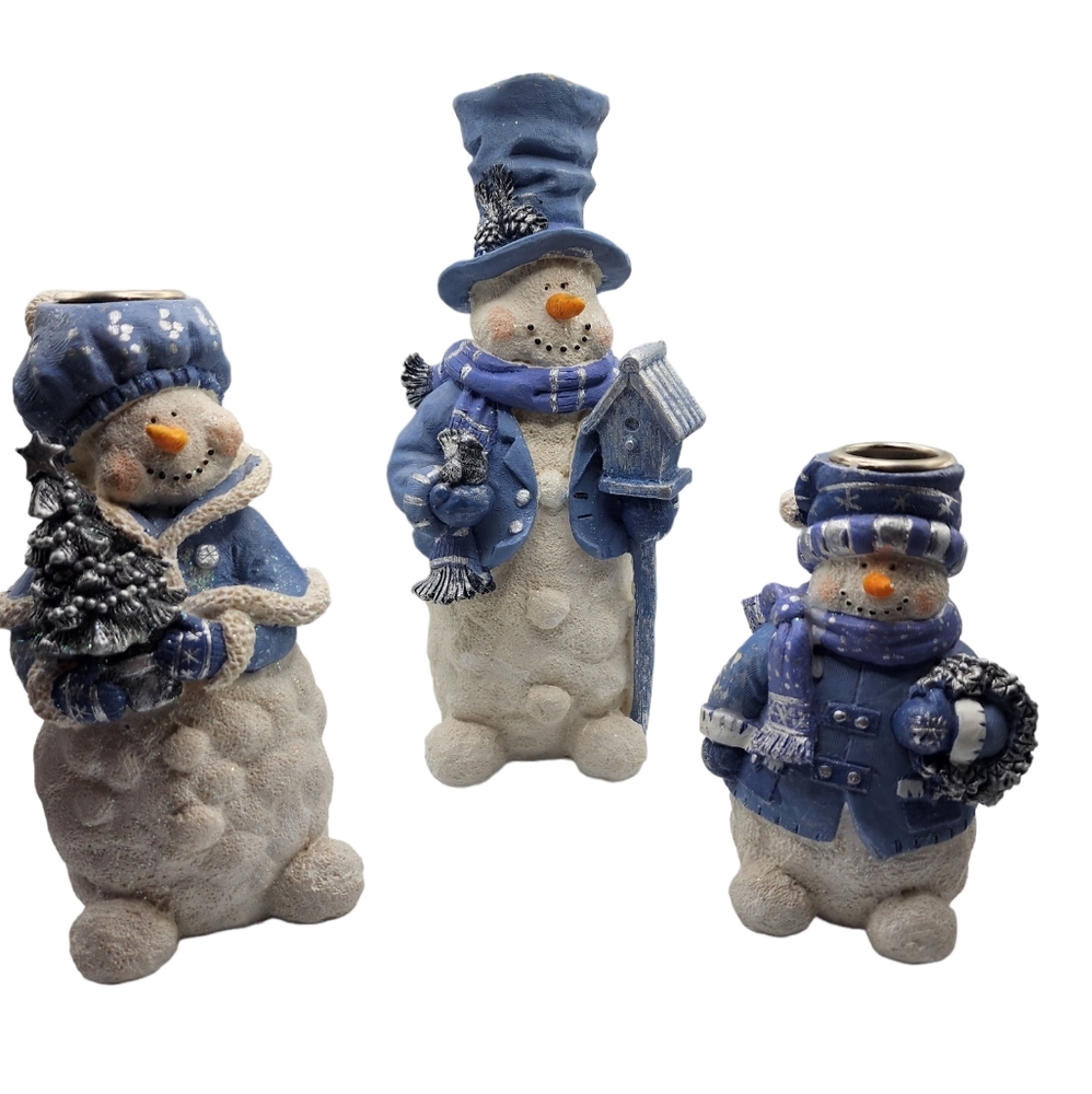🎄Vintage Snowman Family Candle Holders